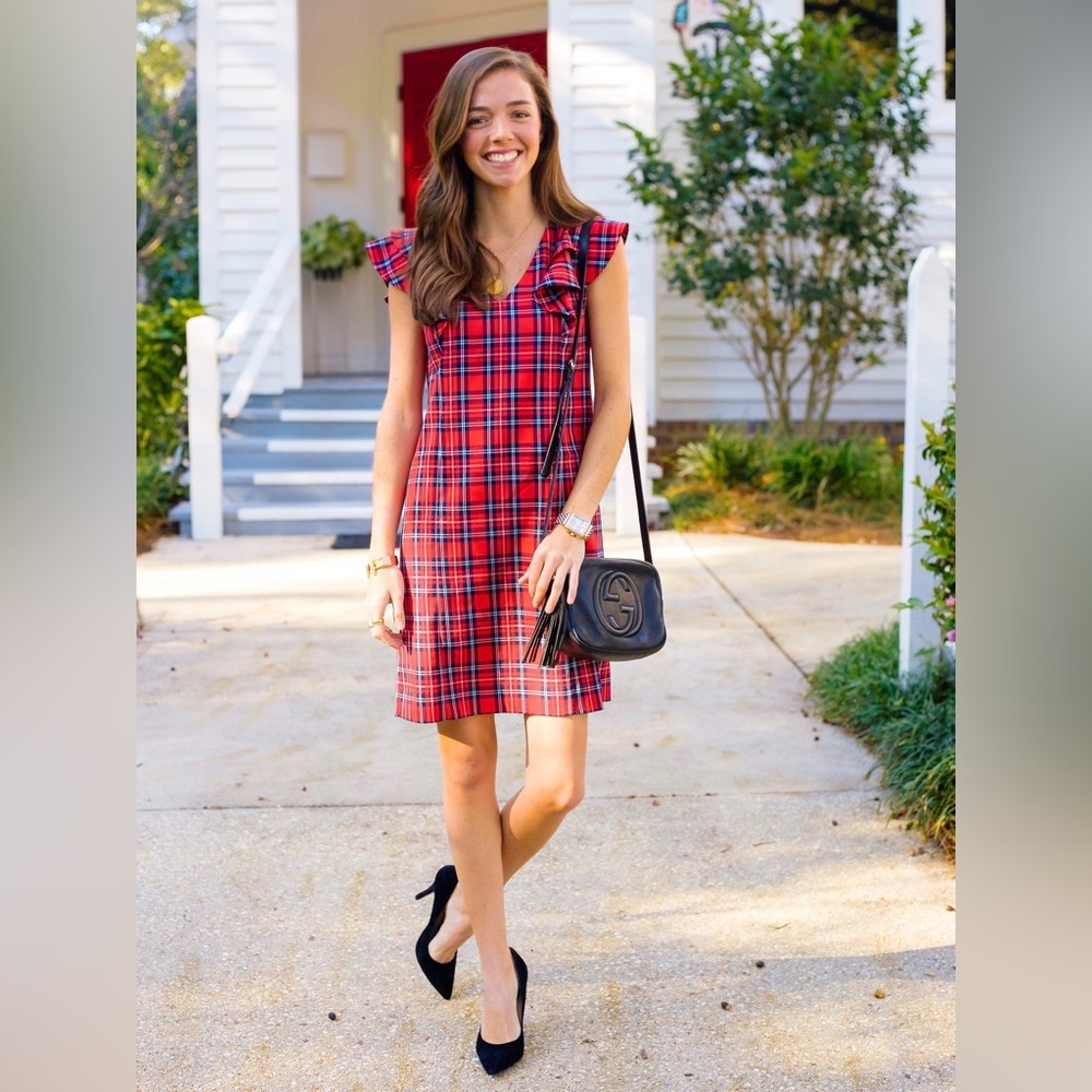 Draper James Angie Check Ruffle Shift Dress